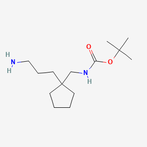 molecular formula C14H28N2O2 B15301324 tert-butyl N-{[1-(3-aminopropyl)cyclopentyl]methyl}carbamate 