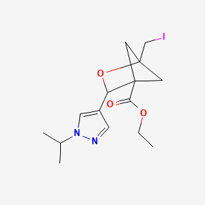 molecular formula C15H21IN2O3 B15301356 ethyl 1-(iodomethyl)-3-[1-(propan-2-yl)-1H-pyrazol-4-yl]-2-oxabicyclo[2.1.1]hexane-4-carboxylate 