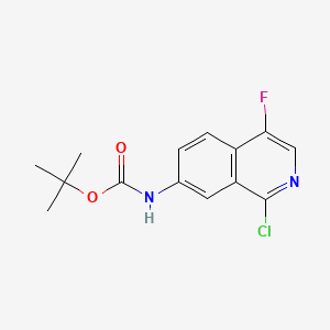 molecular formula C14H14ClFN2O2 B15301392 tert-Butyl (1-chloro-4-fluoroisoquinolin-7-yl)carbamate 