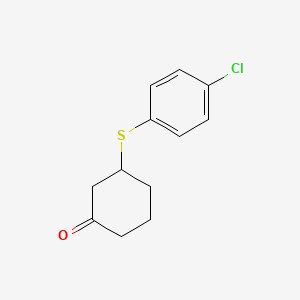 molecular formula C12H13ClOS B15301395 Cyclohexanone, 3-[(4-chlorophenyl)thio]- CAS No. 36640-26-3