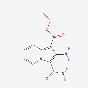 molecular formula C12H13N3O3 B15301468 Ethyl 2-amino-3-carbamoylindolizine-1-carboxylate 