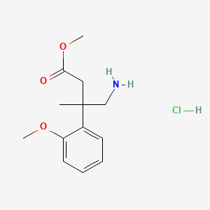 molecular formula C13H20ClNO3 B15301636 Methyl 4-amino-3-(2-methoxyphenyl)-3-methylbutanoate hydrochloride 
