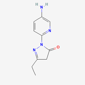 molecular formula C10H12N4O B1530169 1-(5-aminopyridin-2-yl)-3-ethyl-4,5-dihydro-1H-pyrazol-5-one CAS No. 1178187-90-0