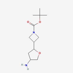 molecular formula C12H22N2O3 B15301739 Tert-butyl 3-(4-aminooxolan-2-yl)azetidine-1-carboxylate 