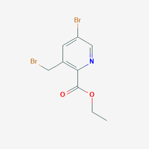 molecular formula C9H9Br2NO2 B15301789 Ethyl 5-bromo-3-(bromomethyl)pyridine-2-carboxylate 