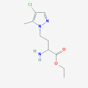 molecular formula C10H16ClN3O2 B15301989 Ethyl 2-amino-4-(4-chloro-5-methyl-1h-pyrazol-1-yl)butanoate 