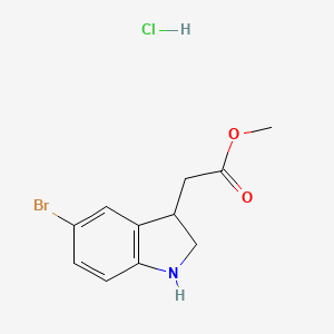 molecular formula C11H13BrClNO2 B15302057 methyl 2-(5-bromo-2,3-dihydro-1H-indol-3-yl)acetate hydrochloride 