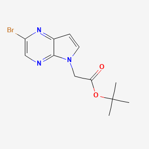 molecular formula C12H14BrN3O2 B15302208 tert-butyl 2-{2-bromo-5H-pyrrolo[2,3-b]pyrazin-5-yl}acetate 