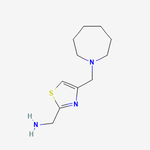 molecular formula C11H19N3S B15302368 (4-(Azepan-1-ylmethyl)thiazol-2-yl)methanamine 