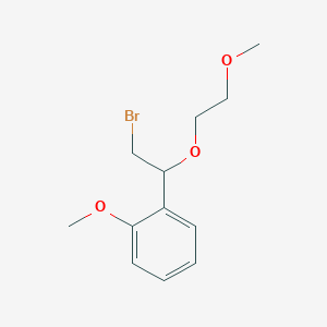 molecular formula C12H17BrO3 B15302392 1-(2-Bromo-1-(2-methoxyethoxy)ethyl)-2-methoxybenzene 