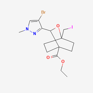 molecular formula C15H20BrIN2O3 B15302445 ethyl 3-(4-bromo-1-methyl-1H-pyrazol-3-yl)-1-(iodomethyl)-2-oxabicyclo[2.2.2]octane-4-carboxylate 