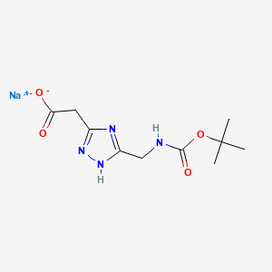 molecular formula C10H15N4NaO4 B15302591 sodium 2-[5-({[(tert-butoxy)carbonyl]amino}methyl)-4H-1,2,4-triazol-3-yl]acetate 