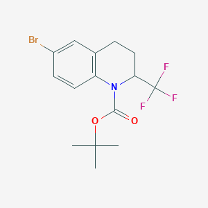 molecular formula C15H17BrF3NO2 B15302666 tert-Butyl 6-bromo-2-(trifluoromethyl)-3,4-dihydroquinoline-1(2H)-carboxylate 
