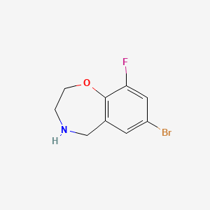 molecular formula C9H9BrFNO B15302722 7-Bromo-9-fluoro-2,3,4,5-tetrahydrobenzo[f][1,4]oxazepine 
