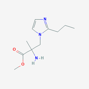 molecular formula C11H19N3O2 B15302795 Methyl 2-amino-2-methyl-3-(2-propyl-1h-imidazol-1-yl)propanoate 