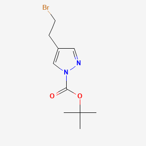 molecular formula C10H15BrN2O2 B15302801 tert-butyl 4-(2-bromoethyl)-1H-pyrazole-1-carboxylate 