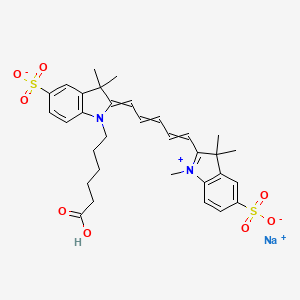 molecular formula C32H37N2NaO8S2 B1530287 sodium;1-(5-carboxypentyl)-3,3-dimethyl-2-[5-(1,3,3-trimethyl-5-sulfonatoindol-1-ium-2-yl)penta-2,4-dienylidene]indole-5-sulfonate CAS No. 1121756-16-8