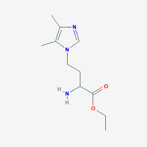 molecular formula C11H19N3O2 B15302877 Ethyl 2-amino-4-(4,5-dimethyl-1h-imidazol-1-yl)butanoate 