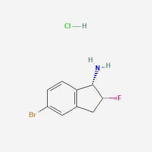 molecular formula C9H10BrClFN B15302930 rac-(1R,2S)-5-bromo-2-fluoro-2,3-dihydro-1H-inden-1-amine hydrochloride, cis 