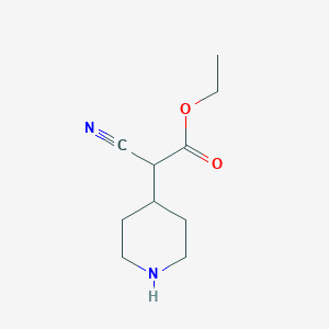 molecular formula C10H16N2O2 B15303025 Ethyl 2-cyano-2-(piperidin-4-yl)acetate 