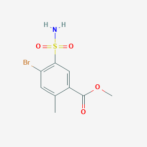 molecular formula C9H10BrNO4S B15303199 Methyl 4-bromo-2-methyl-5-sulfamoylbenzoate 