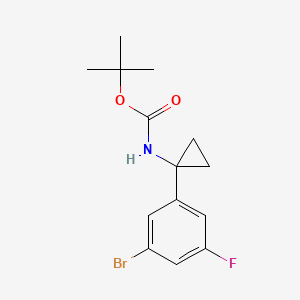 molecular formula C14H17BrFNO2 B15303211 tert-Butyl (1-(3-bromo-5-fluorophenyl)cyclopropyl)carbamate 