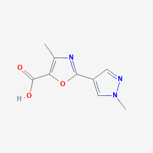molecular formula C9H9N3O3 B1530341 4-methyl-2-(1-methyl-1H-pyrazol-4-yl)-1,3-oxazole-5-carboxylic acid CAS No. 1498817-98-3