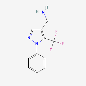 molecular formula C11H10F3N3 B1530343 [1-phenyl-5-(trifluoromethyl)-1H-pyrazol-4-yl]methanamine CAS No. 1461707-98-1