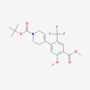 molecular formula C20H24F3NO5 B1530436 4-(5-Methoxy-4-methoxycarbonyl-2-trifluoromethyl-phenyl)-3,6-dihydro-2H-pyridine-1-carboxylic acid tert-butyl ester CAS No. 1418273-44-5