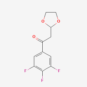 molecular formula C11H9F3O3 B1530442 2-(1,3-Dioxolan-2-yl)-1-(3,4,5-trifluoro-phenyl)-ethanone CAS No. 1263365-50-9