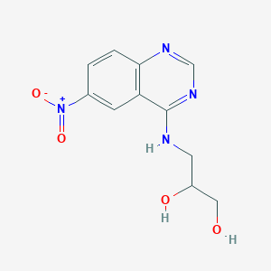 molecular formula C11H12N4O4 B1530451 3-[(6-硝基喹唑啉-4-基)氨基]丙烷-1,2-二醇 CAS No. 1478560-05-2
