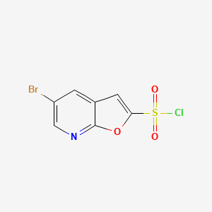 molecular formula C7H3BrClNO3S B15304530 5-Bromofuro[2,3-b]pyridine-2-sulfonyl chloride 