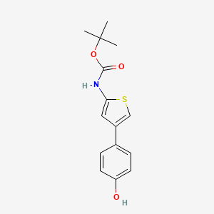 molecular formula C15H17NO3S B15304537 tert-butyl N-[4-(4-hydroxyphenyl)thiophen-2-yl]carbamate 
