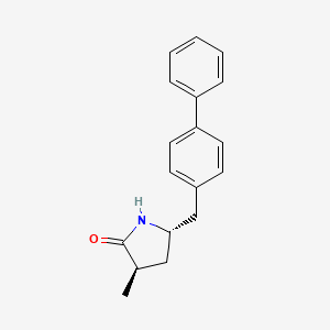 molecular formula C18H19NO B1530454 (3R,5S)-5-[(Biphenyl-4-yl)methyl]-3-methylpyrrolidin-2-one CAS No. 2101222-51-7