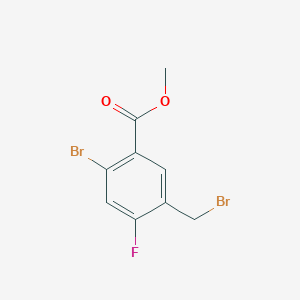 molecular formula C9H7Br2FO2 B15304543 Methyl 2-bromo-5-(bromomethyl)-4-fluorobenzoate 