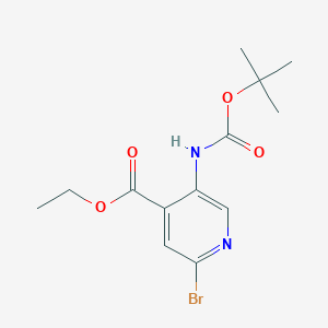 molecular formula C13H17BrN2O4 B15304613 Ethyl 2-bromo-5-((tert-butoxycarbonyl)amino)isonicotinate 