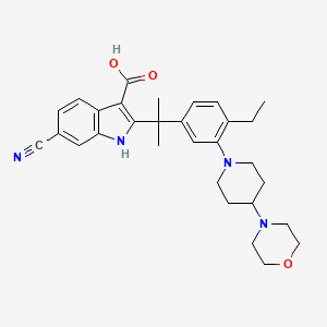 6-Cyano-2-(2-(4-ethyl-3-(4-morpholinopiperidin-1-yl)phenyl)propan-2-yl)-1H-indole-3-carboxylic acid