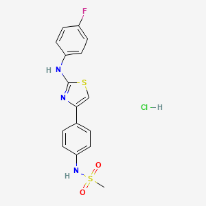 molecular formula C16H15ClFN3O2S2 B15304974 N-(4-{2-[(4-fluorophenyl)amino]-1,3-thiazol-4-yl}phenyl)methanesulfonamide hydrochloride 