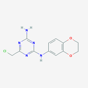 molecular formula C12H12ClN5O2 B1530500 6-(chloromethyl)-N-(2,3-dihydro-1,4-benzodioxin-6-yl)-1,3,5-triazine-2,4-diamine CAS No. 1379811-53-6