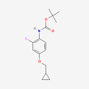 molecular formula C15H20INO3 B15305143 tert-butyl N-[4-(cyclopropylmethoxy)-2-iodophenyl]carbamate 