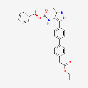 molecular formula C29H28N2O5 B1530518 [4'-[3-Methyl-4-[[[((R)-1-phenylethyl)oxy]carbonyl]amino]isoxazol-5-yl]biphenyl-4-yl]acetic acid ethyl ester CAS No. 1228690-38-7