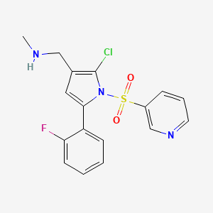 molecular formula C17H15ClFN3O2S B1530531 1-[2-chloro-5-(2-fluorophenyl)-1-pyridin-3-ylsulfonylpyrrol-3-yl]-N-methylmethanamine CAS No. 928325-68-2