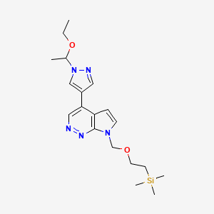 molecular formula C19H29N5O2Si B1530536 4-[1-(1-Ethoxyethyl)-1H-pyrazol-4-yl]-7-[[2-(trimethylsilyl)ethoxy]methyl]-7H-pyrrolo[2,3-c]pyridazine CAS No. 1269822-91-4