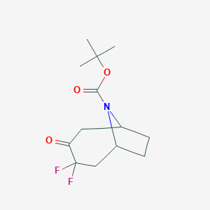 molecular formula C13H19F2NO3 B15305574 Tert-butyl 3,3-difluoro-4-oxo-9-azabicyclo[4.2.1]nonane-9-carboxylate 