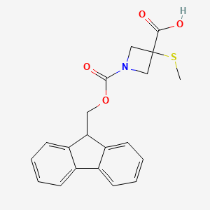 molecular formula C20H19NO4S B15305791 1-{[(9H-fluoren-9-yl)methoxy]carbonyl}-3-(methylsulfanyl)azetidine-3-carboxylic acid 