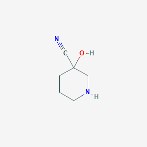 molecular formula C6H10N2O B15306067 3-Hydroxypiperidine-3-carbonitrile 