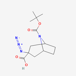 molecular formula C13H20N4O4 B15306196 3-Azido-8-[(tert-butoxy)carbonyl]-8-azabicyclo[3.2.1]octane-3-carboxylic acid 