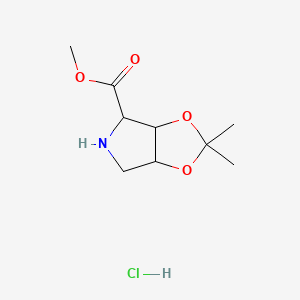 molecular formula C9H16ClNO4 B15306594 Methyl 2,2-dimethyl-hexahydro-[1,3]dioxolo[4,5-c]pyrrole-4-carboxylate hydrochloride 