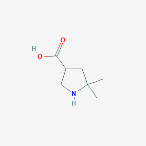 molecular formula C7H13NO2 B1530721 5,5-二甲基吡咯烷-3-羧酸 CAS No. 1501289-97-9