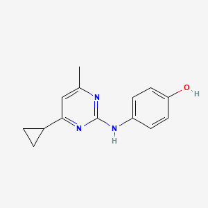molecular formula C14H15N3O B1530728 Phenol, 4-((4-cyclopropyl-6-methyl-2-pyrimidinyl)amino)- CAS No. 195157-66-5